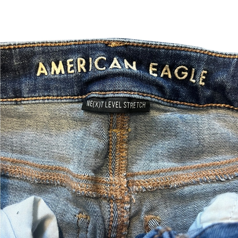 American Eagle Next Level Stretch Distressed Skinny Jeans Size 4 Short Raw Hem - Picture 4 of 6